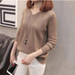 Winter Women V-neck Thickened Pullover Back Buckle Loose Office Warm Undershirt Sweatshirt