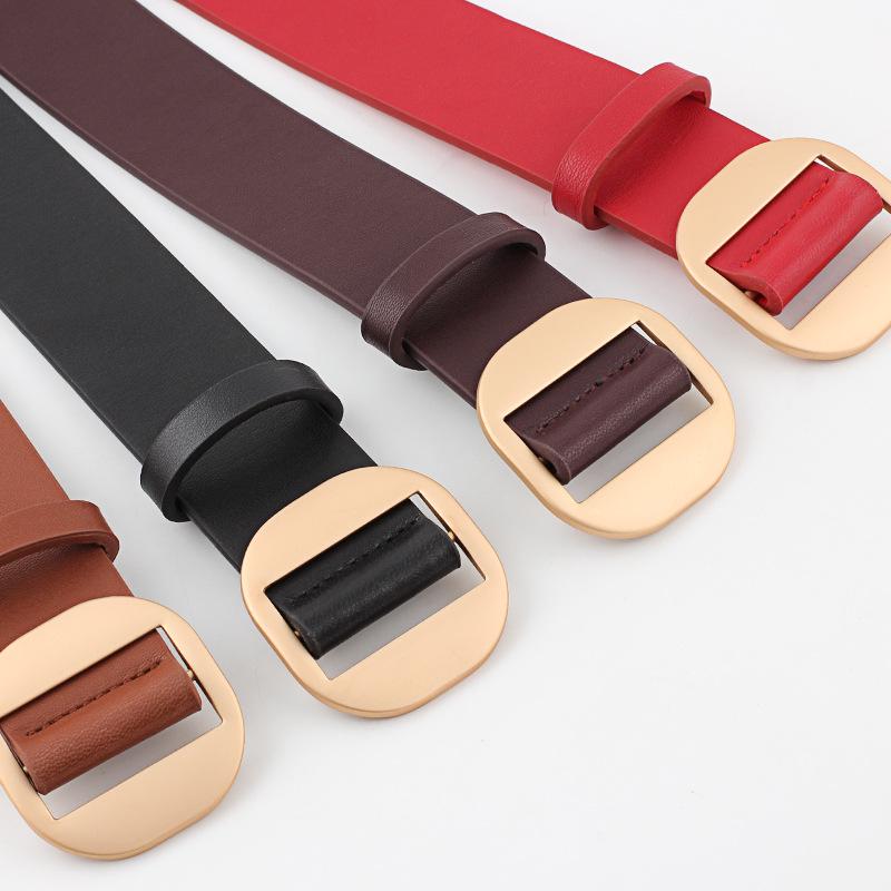 Ladies Belt Pu Leather Wide Belt Nonporous Solid Color Bright Colors