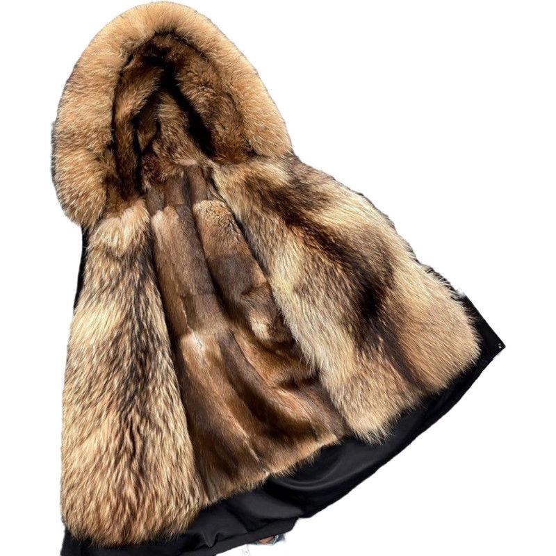Winter Fur Coat Medium Length Detachable Raccoon Dog Fur Liner Thickened Imitation Fur Coat for Women