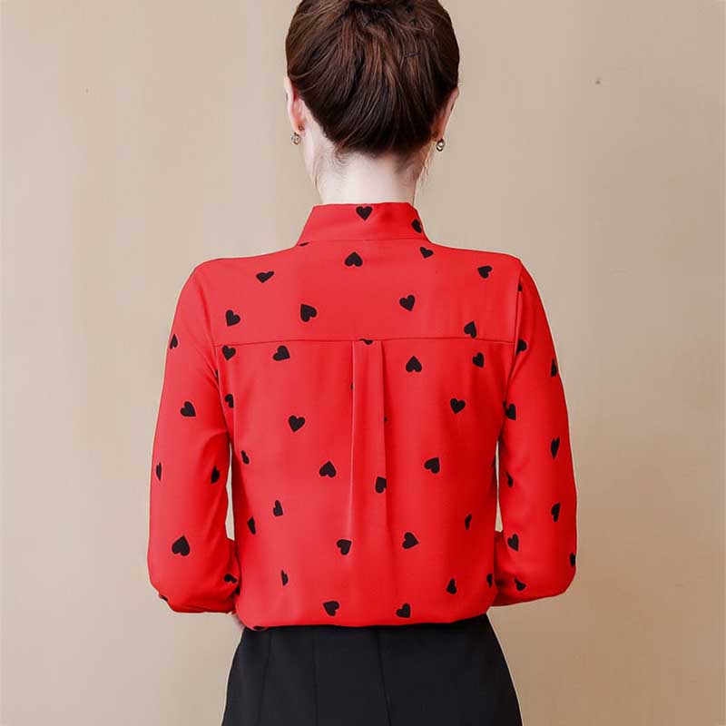 Chiffon Shirt Women's Spring Top Western Style Loose Large Size Long Sleeve Bottoming Shirt