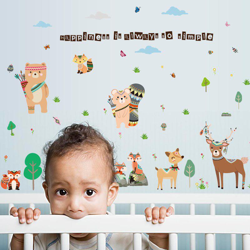 [Wall sticker ]Animal Paradise Wall Stickers For Kids Rooms Nursery Deer Bear Butterfly Children Bed