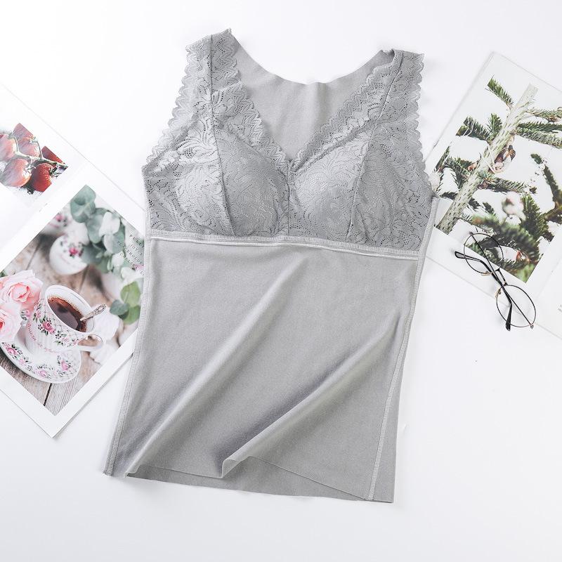 Thermo Underwear Women Sexy Winter Clothing Warm Thermal Vest Lace Undershirt Sleeveless V Neck Plus Size Underwear