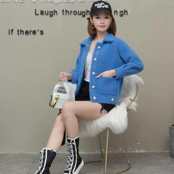 Woman Winter One Button Jacket Coat Pocket Wool Blend Cape Keep Warm Outwear Tops