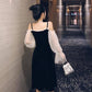 Mesh Ruffles Slash Neck Off Shoulder Lace Up Women Summer Korean Dress Women Spaghetti Strap Dresses