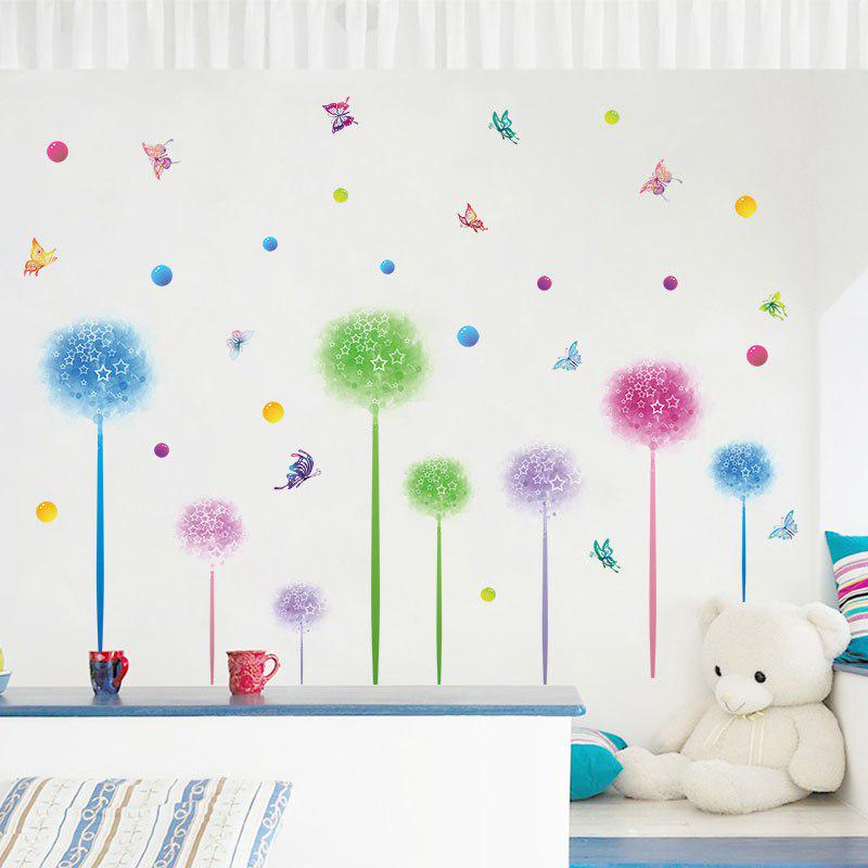 [Wall sticker ]Fantasy Flowers Dandelion Dots Butterfly Wall Stickers For Kids Rooms Kitchen Bathroo