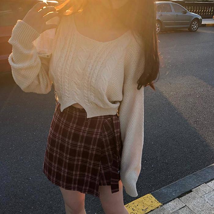 Summer Women Irregular Skirt High Waist Sexy Thin Plaid Skirt Anti-light Mini A-line Bag Hip Skirt