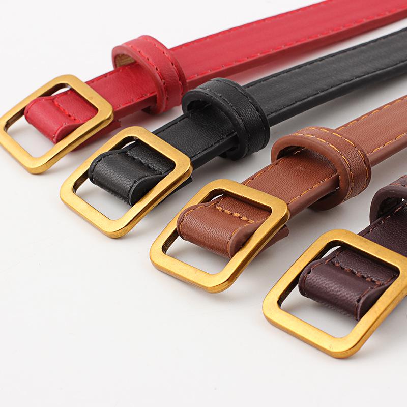 Golden Square Buckle Belt Retro Popular Non-porous Soft Belt Jeans with Women