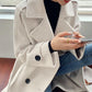 Fashion Women's Mid-length Woolen Coat Knee-length Waist Hepburn Style Thick Woolen Coat