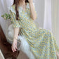 Women's Summer Sweet Short Sleeve Long Floral Dress Doll Collar Thin A-line Skirt