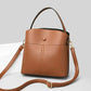 Real Cowhide Women Bucket Bag Casual Female Handbag Portable Multi-Layer Large Capacity Soft Surface 5 Colors