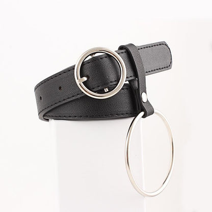 Round buckle pin buckle belt belt women combination fashion trend with rings belt