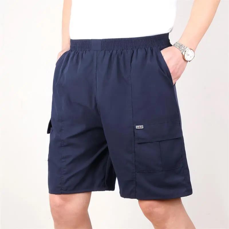 Summer Middle-aged and Elderly Five-point Pants Male Dad Wear Middle-aged Shorts Men's Loose and Thin Beach Pants Elderly Casual Pants