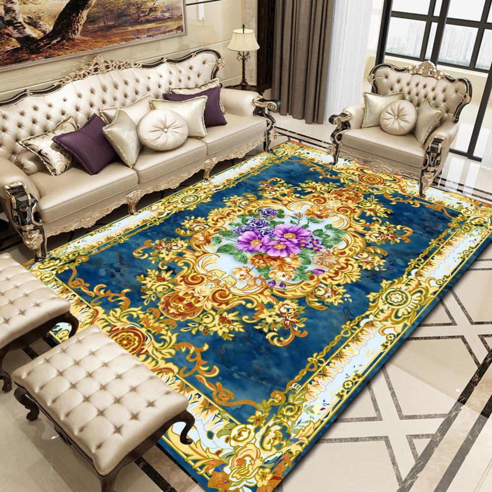 European Classical Art Carpet for Living Room Bedroom Anti-Slip Floor Mat Kitchen Carpet Area Rugs