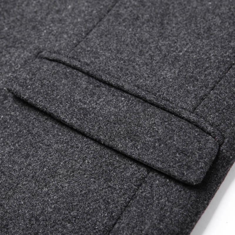 Winter Wool Jacket Men's Wool Coat Casual Slim Collar Wool Coat Men's Long Cotton Collar Trench Coat