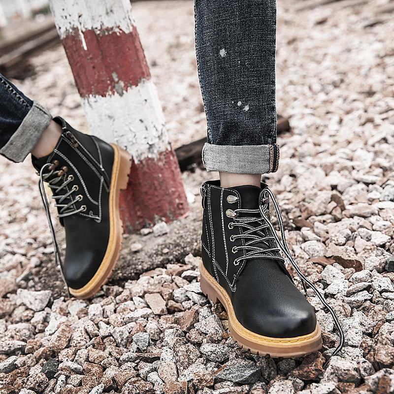 Martin Boots Men Leather Shoes Retro Military Boots Men's Waterproof Desert Boots Tide Men's Boots
