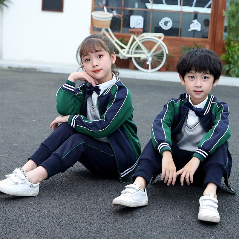 Kindergarten Uniforms Spring and Autumn Clothes Elementary School Uniforms Suits Children's Class Clothes Sportswear Green Two-piece Suit