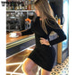 Women Solid Color Sweater Autumn Winter Sweater Dress Long Sleeve Knitted Dress