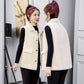 Spring and Autumn Short Lamb Hair Vest Women Fashion Casual Sleeveless Cardigan Sweater