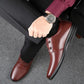 Men's Spring and Autumn Business Leather Shoes Real Cowhide Round Toe Breathable Dad Shoes Husband Casual Shoes Korean Men's Lace-up Shoes