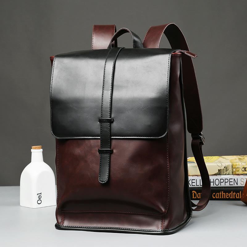 Genuine leather backpack retro leather college bags Travel anti theft computer Backpack for Men