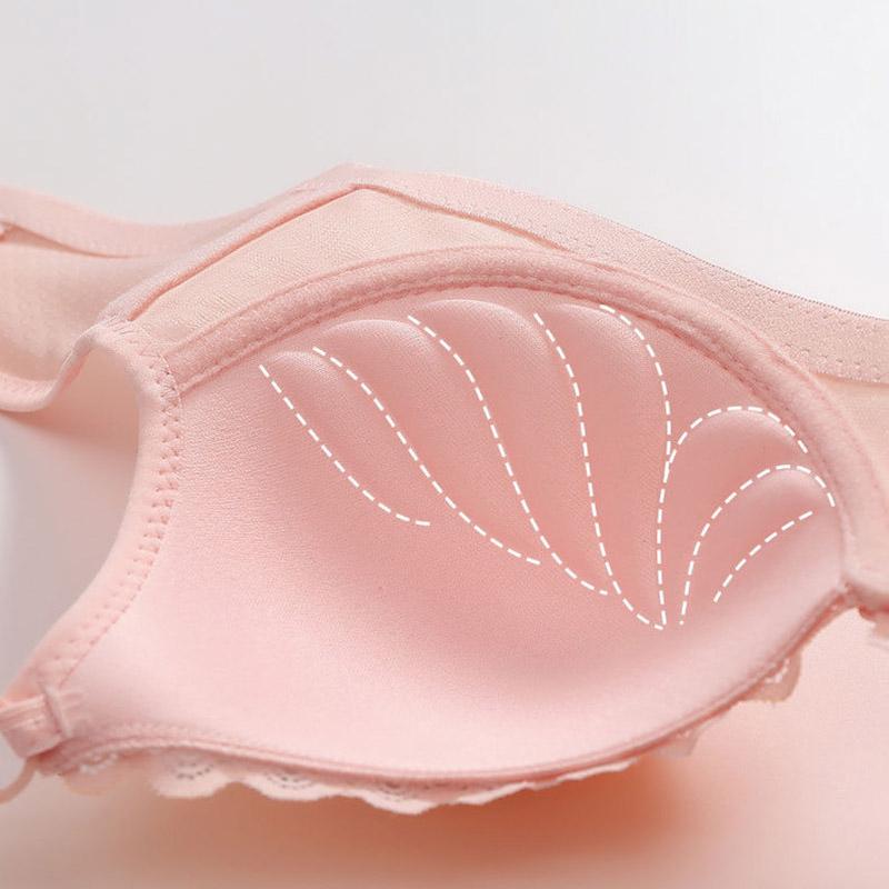Sexy Solid Color Lace Flower Massage Cup Gathers Anti-sagging Side Breasts Without Steel Ring Female Underwear Bra
