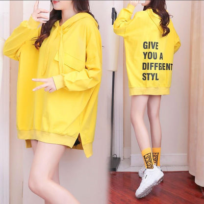 Warm Hood Top Spring and Autumn Sweatshirt Cotton Women's Sweatshirt Wild Large Size Long Sleeve