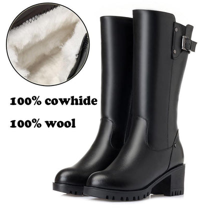 Genuine Leather Footwear Women Ankle Boots Rubber Riding Feminine Shoes Women's High Heels Booties