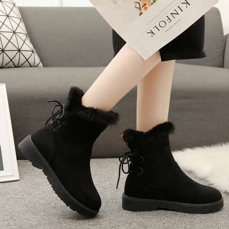Snow Boots Women Winter Korean Version Plus Velvet Warm In Tube Cotton Shoes Soft Bottom Non-slip Thick Bottom Ankle Boots Women