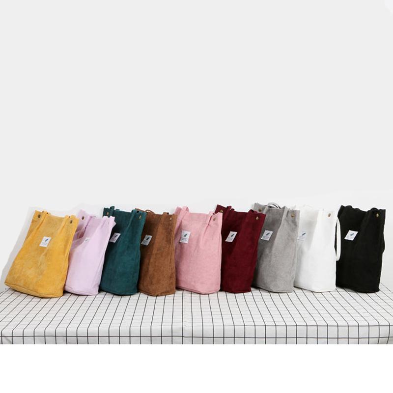 Bags Women  Corduroy Shoulder Bag Reusable Shopping Bags Casual Tote Female Handbag