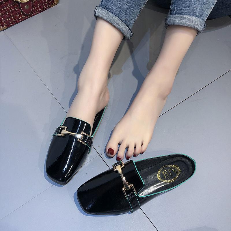 Half Drag Female Korean Version of The Summer New Word Chain Slippers Female Wear Wild 42 Flat Bottom 43