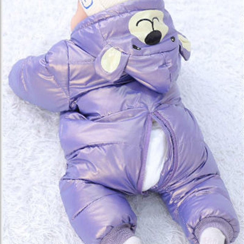 Infant Jumpsuit Plus Velvet Baby Cotton Suit Newborn Outing Hugging Clothes Thickened Warm Crawling Clothes No Wash Hooded Down Jacket