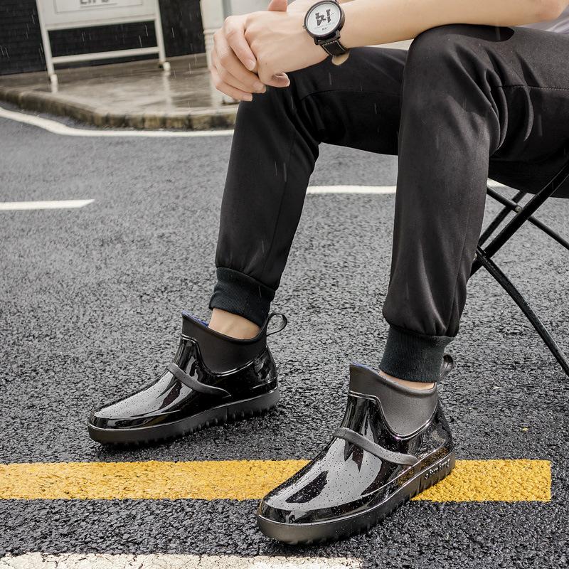 Slip on Rain Boots Men PVC Waterproof Ankle Boots Work Shoes for Boy Male Fashion Non-slip Water Shoes Anti Skid 36-44