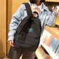 Unisex Solid Color Simple Casual Multi-layer Canvas Backpack Travel Shopping Student Schoolbag High-capacity