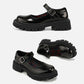 Korean Style Thick-soled Round-toe Thin Women's Shoes All-match Retro British Style Leather Shoes Japanese Women's Small Leather Shoes