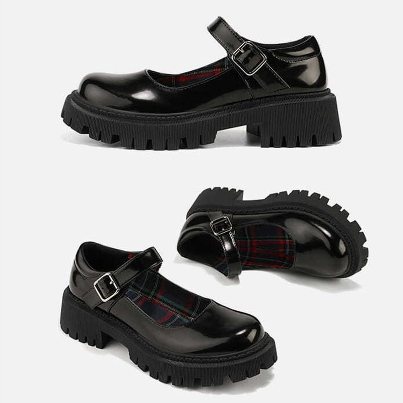 Korean Style Thick-soled Round-toe Thin Women's Shoes All-match Retro British Style Leather Shoes Japanese Women's Small Leather Shoes