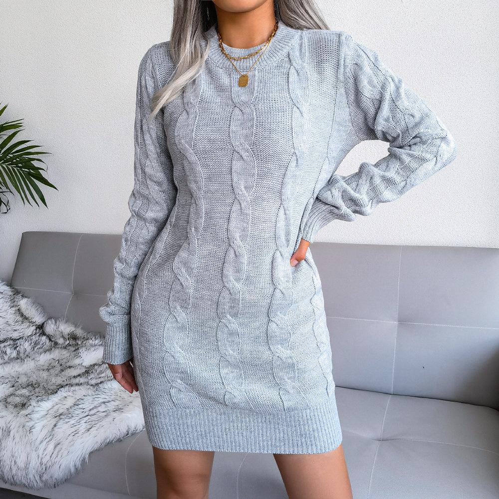 Sweater Women Twist Bag Hip Pullover Knitwear Solid Color Top Trending Sweater Dress European and American Style Casual Jumper