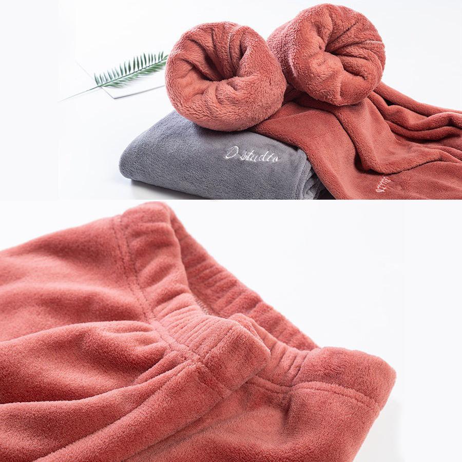 Women Warm Pajamas Suit Winter Home Wear Coral Fleece Thick Velvet Sleepwear Top and Pants Set Pullover O Neck Casual Loose Long Sleeve Flannel Pyjama