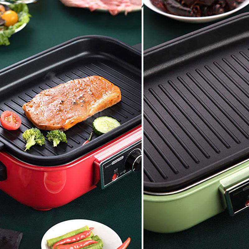 British Multi-function Cooking Pot Barbecue Meat Boiler Household Electric Pot for Frying and Cooking Fried Egg Barbecue Plate