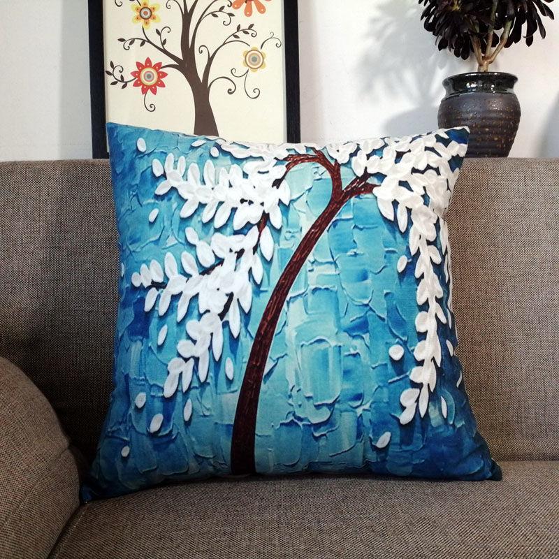 2pcs/set3D Oil Painting Printing Cushion Cover and Cushion Linen Fabric Pillowcase Pillows Case Cover Pillow Bedroom Pillowcase