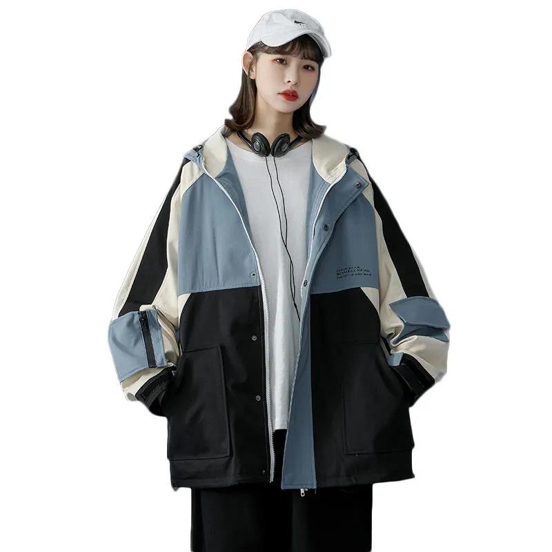 Large Size Women Jacket Spring Hooded Coat Casual Loose Windbreaker Comfortable Top for Youth