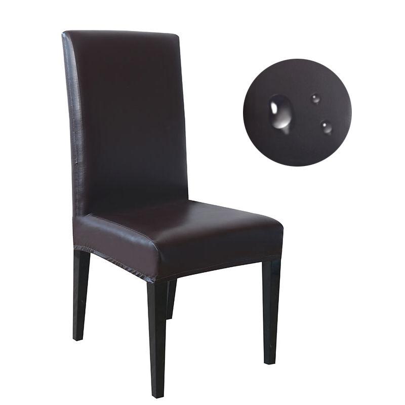 2/4/6Pcs Waterproof Chair Cover PU Leather Fabric Chair Covers Big Elastic Seat Chair Covers Stretch Seat Case For Home Banquet