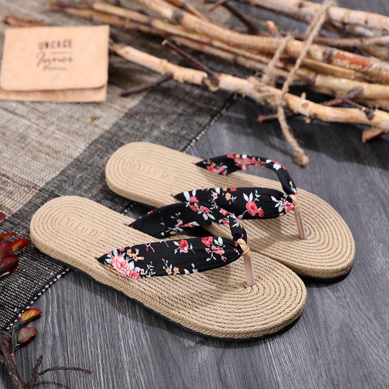 Women Shoes Summer Bohemia Floral Beach Sandals Wedge Platform Thongs Slippers Flip Flops for Women Platform Slippers