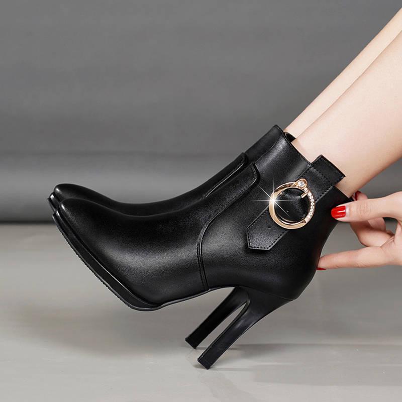 Women's Boots Fashion Pointed Toe Martin Boots Heels Cool Boots Wild Heels Sexy Shoes Botas