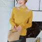 Spring and Autumn Hollow Halter Top Sexy Strapless Solid Color Base Shirt Women Round Neck Long Sleeve Comfortable Sweater