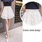 Women's Pleated Skirts Female Summer Elastic High Waist Short Ball Gown Skirt Girl's Solid Color Lace A-line Mini Skirts