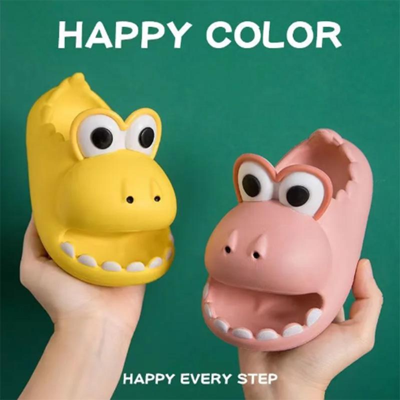 Children's Slippers Summer Boy Cartoon Dinosaur Thick Bottom Soft Bottom Non-slip Indoor Household Baby Children Parent-child Sandals and Slippers