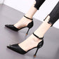 Spring  Autumn High Heels Stiletto Metal Pointed French Girl Sandals Stiletto All-match Single Shoes