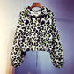 Leopard Print Long-sleeve Hooded Sweatshirt Women Korean Style Short Coat Loose Top