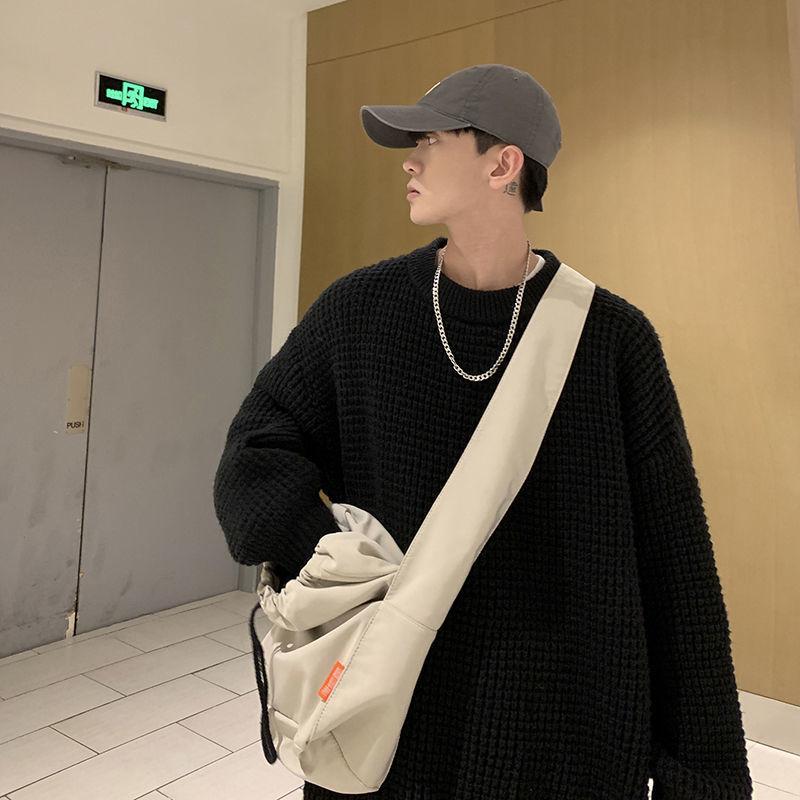 Thick Line Sweater Men's Winter Plus Velvet Thick Round Neck Sweater Casual Loose Top
