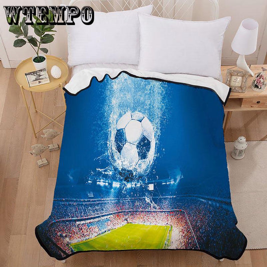 Camping Carpet 3D Football Pattern Tapestry Comfortable Home Blanket Beach Blanket
